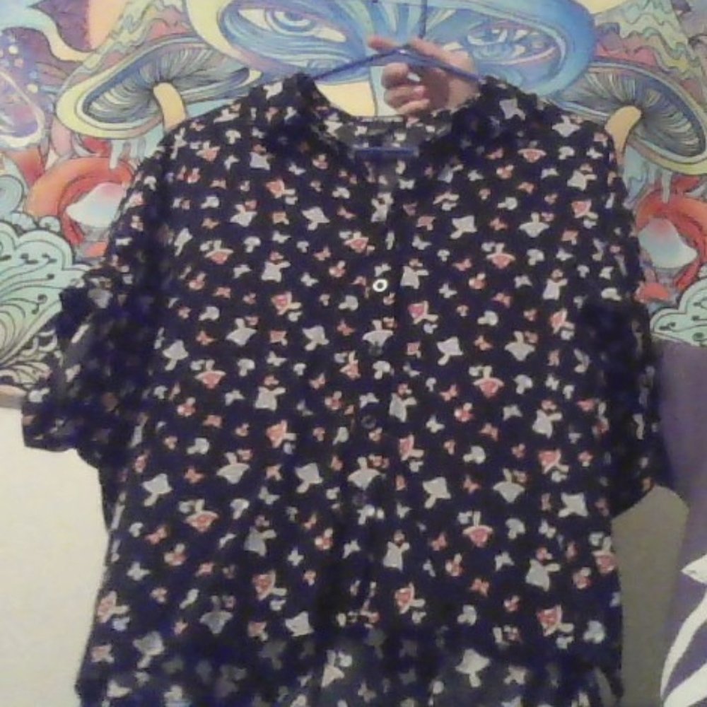 Hot Topic button up mushroom shirt